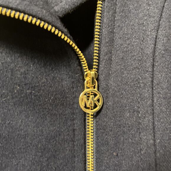 Michael Kors Navy Blue Wool Blend Belted Asymmetrical Zip Coat Size 2 P - Picture 6 of 10